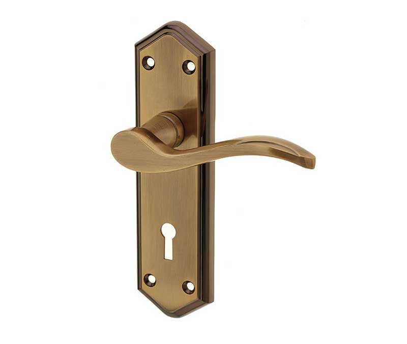 Antique Brass Paris Door handles - Lock (Keyhole) JV280AB