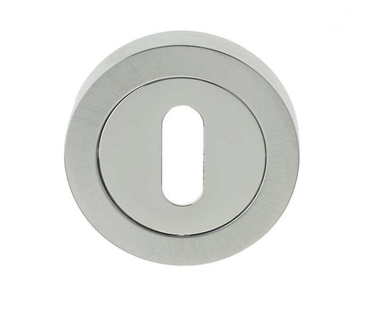 Dual Finish Polished Chrome/Satin Chrom Keyhole Escutcheon JV503PCSC