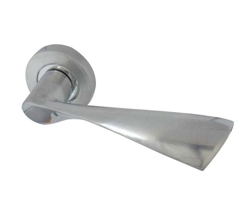 Frelan Hardware JV504PCSC Dual finish door handles polished and satin chrome on round rose