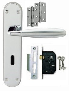 Door Handle on Backplate Pack - Stylo Lock - Dual Finish