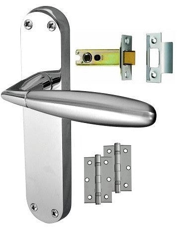 Door Handle on Backplate Pack - Stylo Latch - Dual Finish