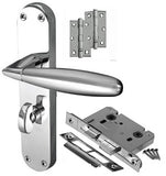 Door Handle on Backplate Pack - Stylo Bathroom Lock - Dual Finish