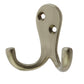 ANTIQUE BRASS DOUBLE ROBE HOOK, 53mm Height, 27mm Projection