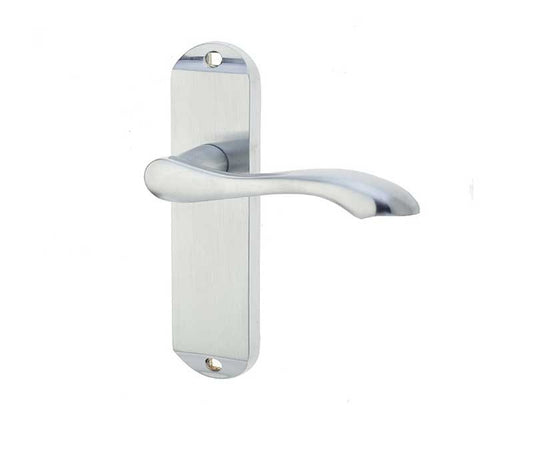 Broadway Door Handles On Back Plate Satin Chrome