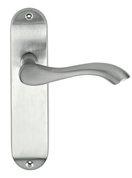 Broadway Door Handles On Back Plate Satin Chrome