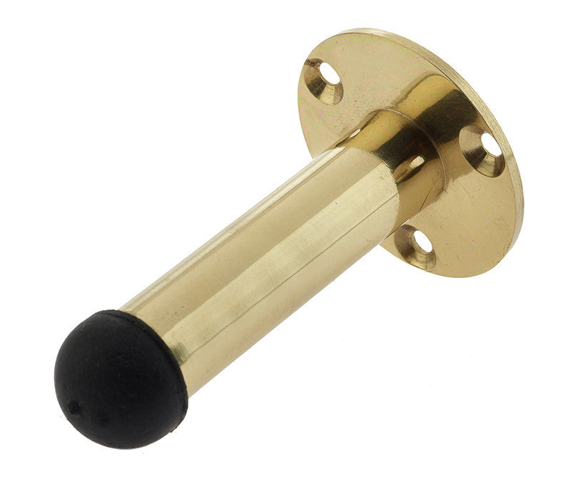 Polished Brass Face Fix Projecting Doorstop 65mm