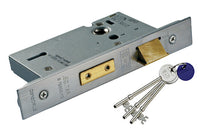 Satin Brass 3 Lever British Standard BS EN 12209 Sash Lock - 2.5 Inch & 3 Inch