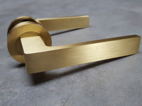 Thumbnail for More4Doors M4D010SB Satin Brass On Trend Door Handle on Round Rose
