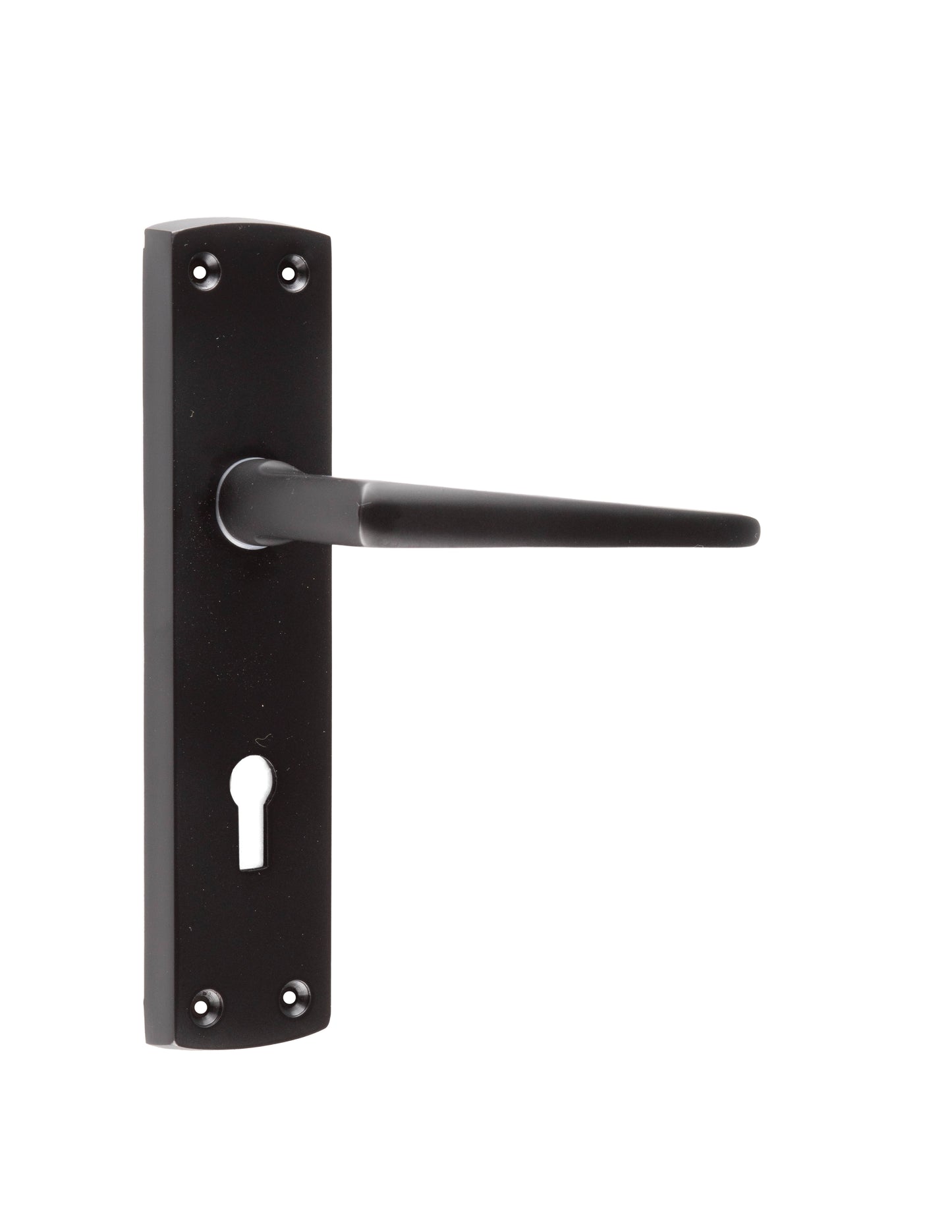 Matt Black Door Handles - Victorian Contemporary Lever on Backplate, 169mm x 41mm