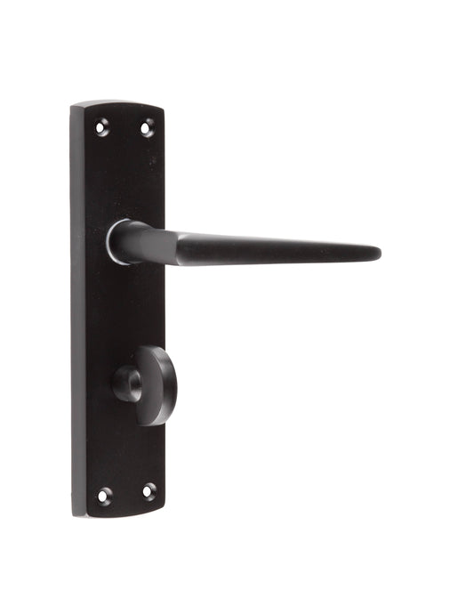 Matt Black Door Handles - Victorian Contemporary Lever on Backplate, 169mm x 41mm