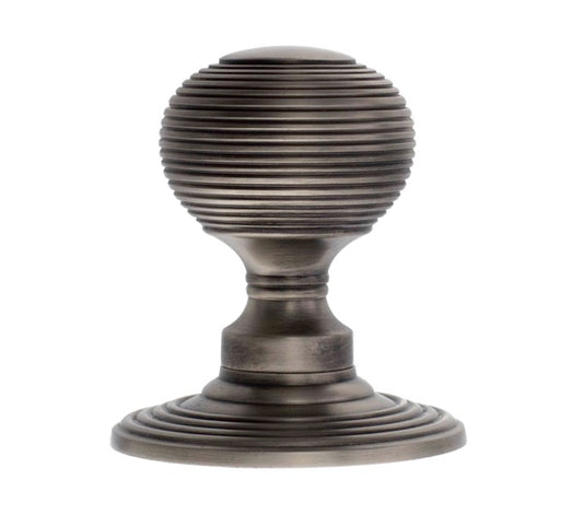 Gun Metal Grey Reeded Beehive Mortice Door Knobs - Concealed Fix - Ripon