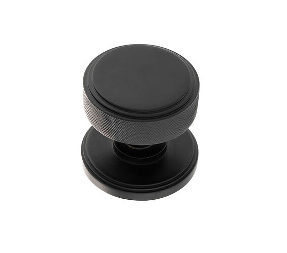 Atlantic UK 'Millhouse Brass Harrison' Solid Brass Knurled Mortice Knobs - Matt Black - MH450KSMKMB