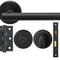 Matt Black Straight T-BAR Design COMPLETE DOOR HANDLE KITS - Latch, Lock & Bathroom Doors