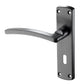 Curved Matt Black Internal Door Handles - LOCK (KEYHOLE) HANDLES