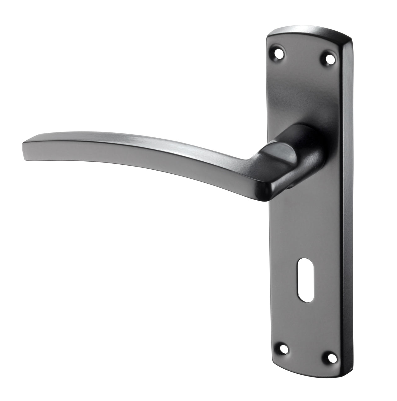 Curved Matt Black Internal Door Handles - LOCK (KEYHOLE) HANDLES