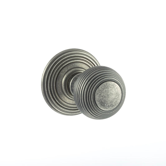 Atlantic UK Old English, OE50RMKDS Ripon Reeded Mortice Door Knobs - Distressed Silver Pewter