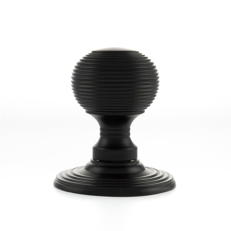 Matt Black, Atlantic UK OE50MMKMB 'Ripon' Reeded Mortice Solid Brass Door Knobs