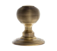 Thumbnail for M4D50RMKAB Reeded Mortice Door Knobs, Concealed Fix - Antique Brass
