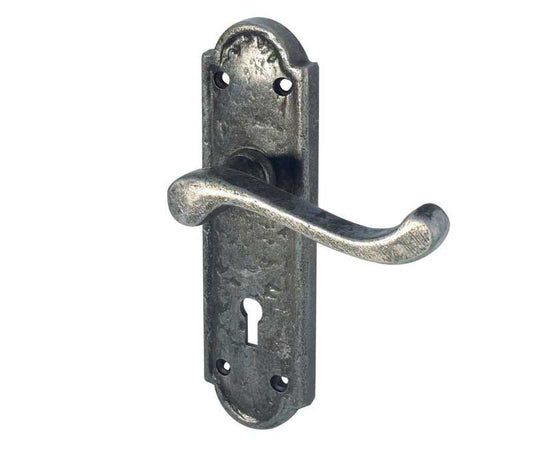 Turnberry Pewter Door Handles Lock