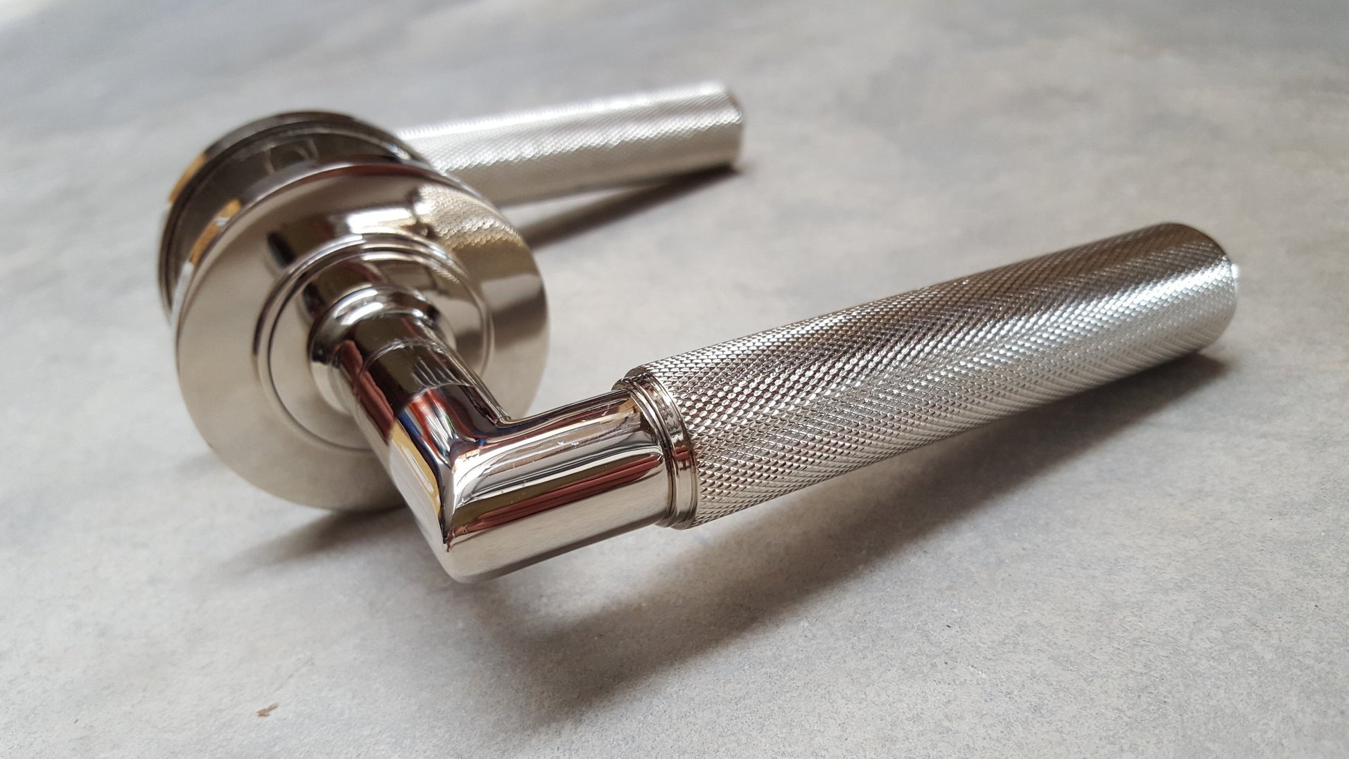 Piccadilly Knurled Door Handles - BUR40/50PN Frelan Hardware Burlington Range - PLAIN ROSE