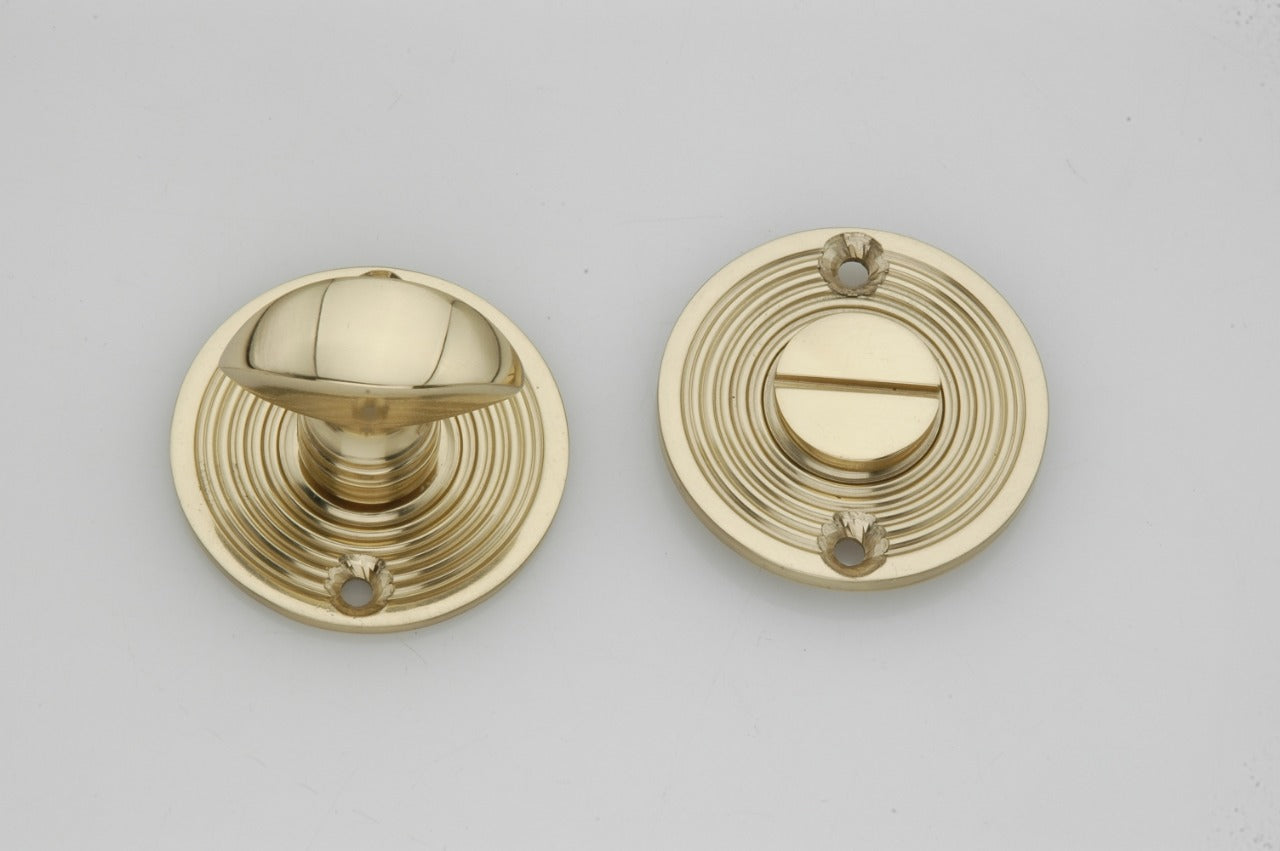 Polished Brass Reeded Beehive Design Bathroom Turn & Release