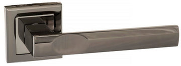 Kansas Black Nickel Door Handles On Square Rose S24SBN