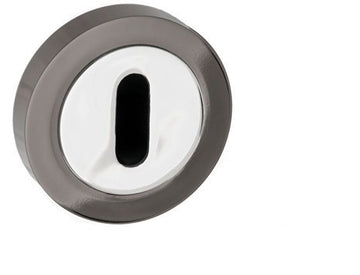 Polished Chrome/Black Nickel Round British Keyhole Profile Escutcheon S3ESCKRBNPC