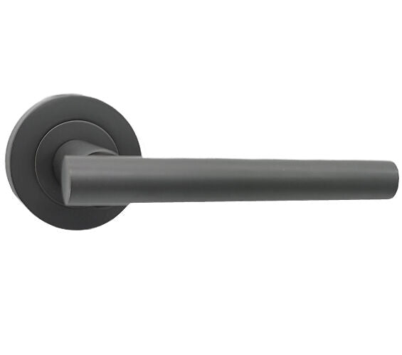 Spira Brass 'Jura' Lever Door Handles On Rose - Gunmetal Grey - SB1304GG