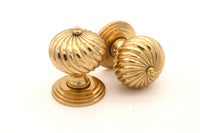 Thumbnail for Polished Brass Burcot 'Swirl' Mortice Door Knobs - SB2101PB