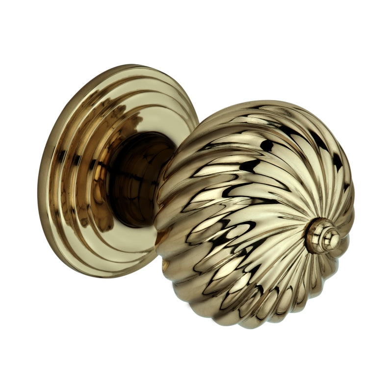 Aged Brass Burcot 'Swirl' Mortice Door Knobs (Solid Brass) - SB2101AB