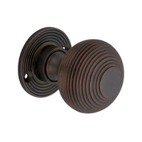 Thumbnail for Aged Bronze Reeded Beehive Mortice/Rim Door Knobs (Solid Brass) 50mm - SB2105AGBRZ