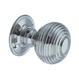 Satin Chrome Large Reeded Beehive Mortice Door Knobs, 63mm  - SB2106SCP