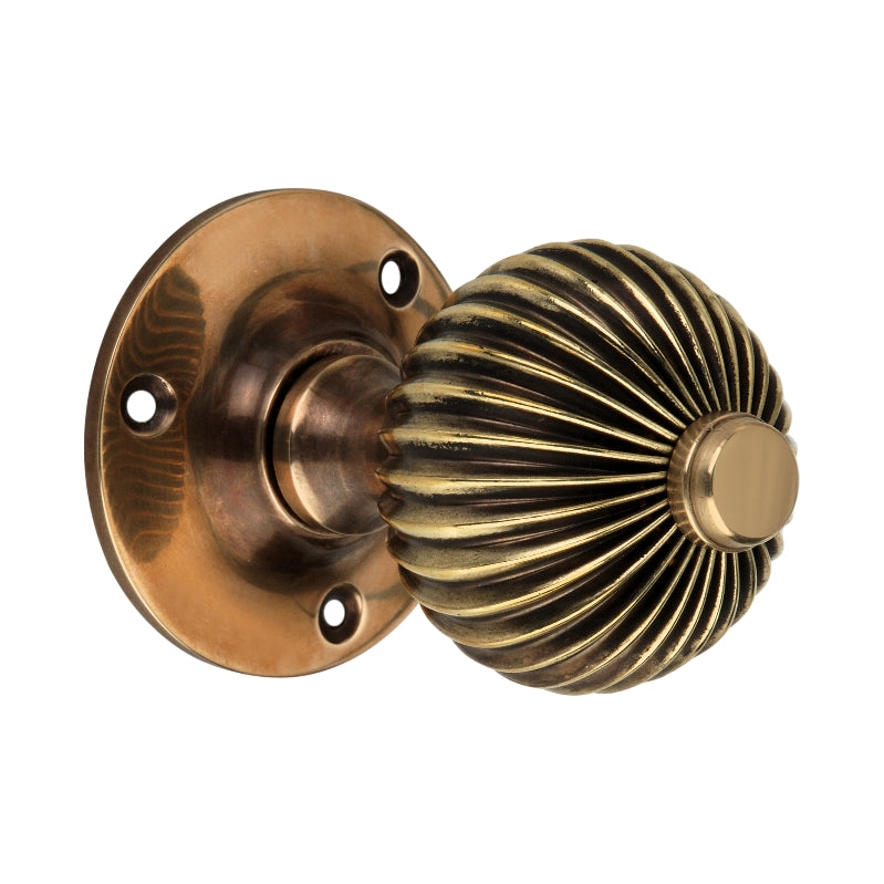 Aged Brass Regency Mortice Door Knobs (Solid Brass) - SB2111AGB