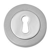 Thumbnail for Satin Nickel/Polished Chrome Round Keyhole Escutcheon