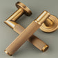 Carlisle Brass Serozzetta Trend Lines Door Handles On Round Rose, Antique Brass - SZM170AB