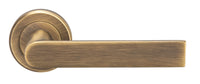 Thumbnail for Antique Brass 'Edge' Door Handles On Round Rose - M4D210AB