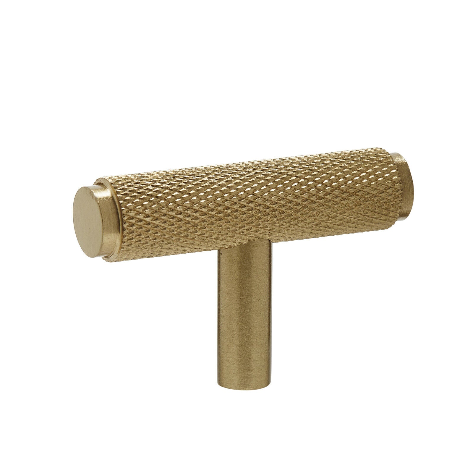 Satin Brass Knurled T Cabinet/Drawer/Cupboard Knob - 50mm