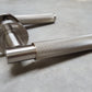 Satin Nickel Varese Knurled Lever Door Handles on Round Rose - EUL050SN