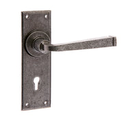 Thumbnail for VH100 Valley Forge Pewter Patina Keyhole Lock Door Handles Frelan Hardware Jedo Collection