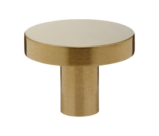 Satin Brass Industrial Style Disc Drawer Knobs, 25mm 28mm & 32mm