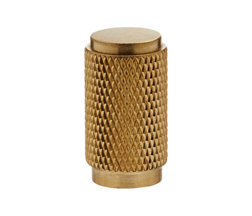 Knurled Cylinder Drawer/Cupboard Pull - Satin Brass Finish