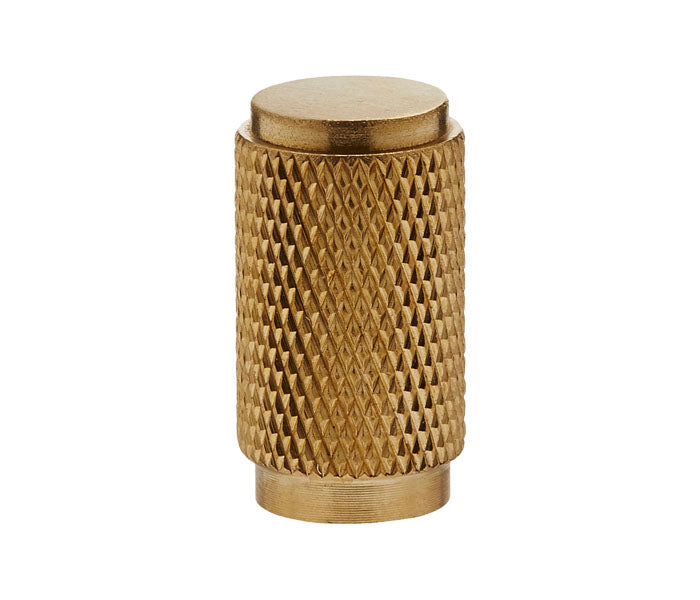 Knurled Cylinder Drawer/Cupboard Pull - Satin Brass (Brushed Gold) Finish