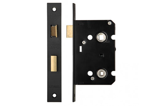 Bathroom Mortice Lock Matt Black Finish - 2.5 Inch or 3 Inch