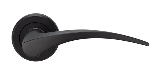 Matt Black 'Crest' Door Handles On Round Rose - M4D3112MB