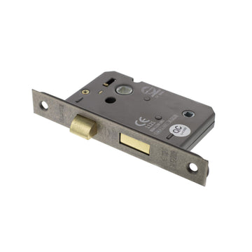 Distressed Silver Pewter Double Sprung Bathroom Mortice Lock - 2.5 & 3 Inch