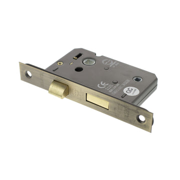 Matt Antique Brass Double Sprung Bathroom Mortice Lock - 2.5 & 3 Inch
