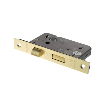 Satin Brass Double Sprung Bathroom Mortice Lock - 2.5 & 3 Inch