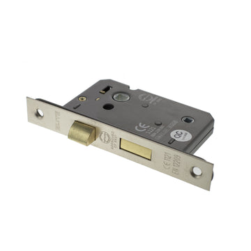 Satin Nickel Double Sprung Bathroom Mortice Lock - 2.5 & 3 Inch