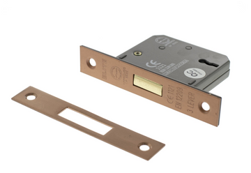 Copper (Satin) 3 Lever Mortice Dead Lock - 2.5 & 3 Inch