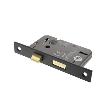 Matt Black 3 Lever Mortice Sash Lock - 2.5 & 3 Inch